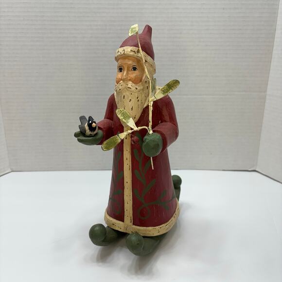 Vintage Y2K Hand-carved Hand-painted wooden Folk Art Old World Santa xmas Decor - Picture 2 of 8